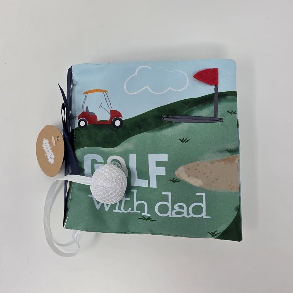 NWT Mudpie ~ Golf With Dad ~ Soft Baby Infant Crinkle Book Sensory Toy